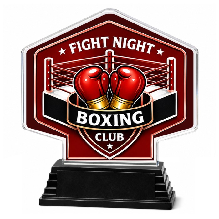 **SPECIAL BUY** CLICK AND GO CUSTOM BOXING RING TROPHY - 17CM - 23CM - AVAILABLE IN 5 COLOURS